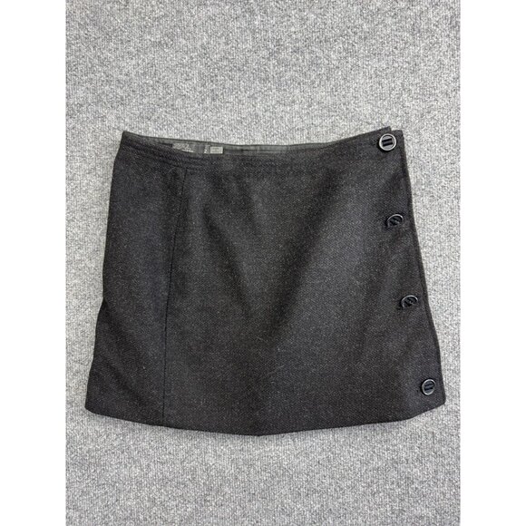 prAna Nicky Snap Mini Skirt Women's 2 Charcoal Gray Wool Blend  A Line Short - Picture 1 of 6